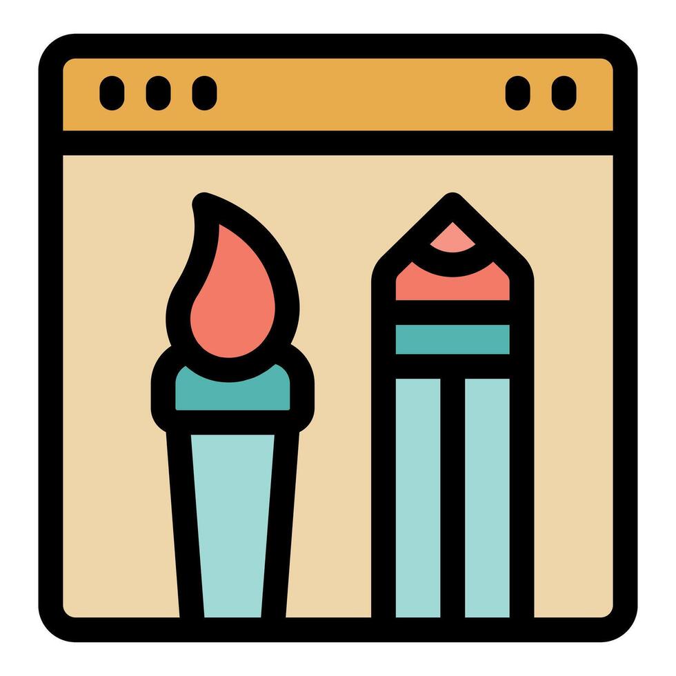 Web design tools, paintbrush and pencil icons symbolizing creative digital art vector