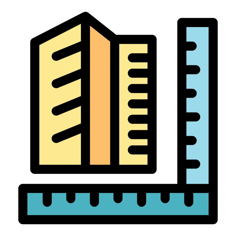 Architect measuring building height with ruler icon vector