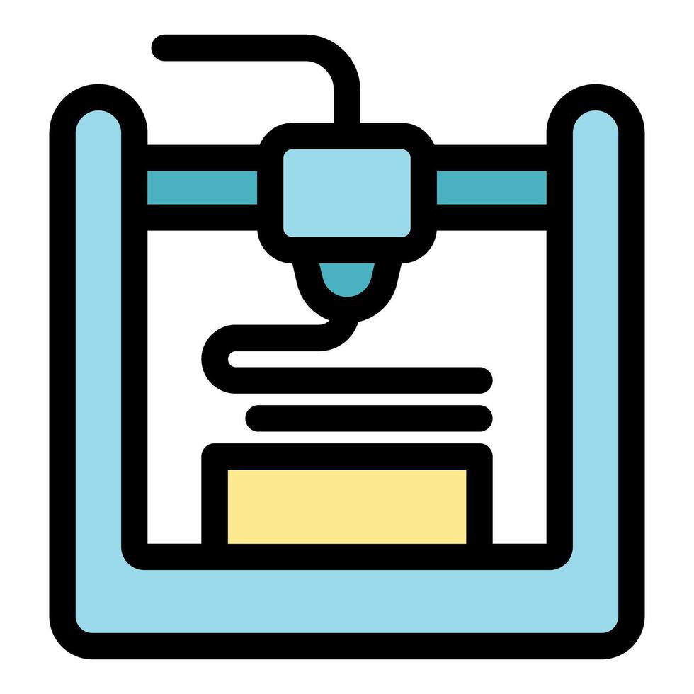 3d printer creating an object layer by layer, filament extrusion technology vector
