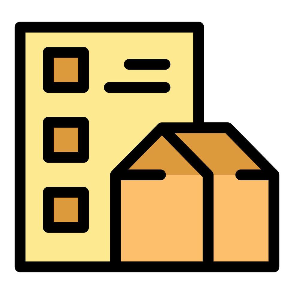 Inventory management system managing packages with checklist and cardboard boxes vector