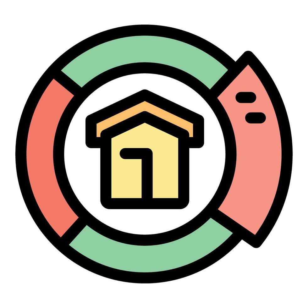 House inside a pie chart representing real estate market analysis vector