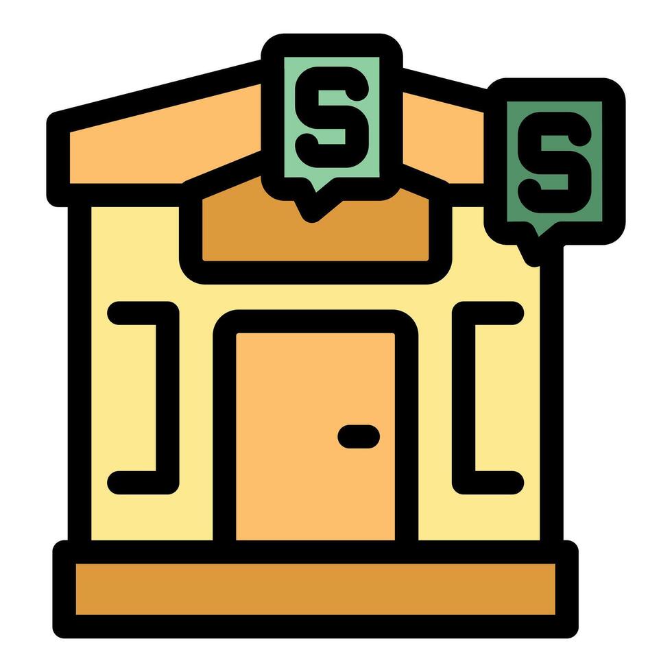 Pawn shop building with dollar signs representing financial transactions vector