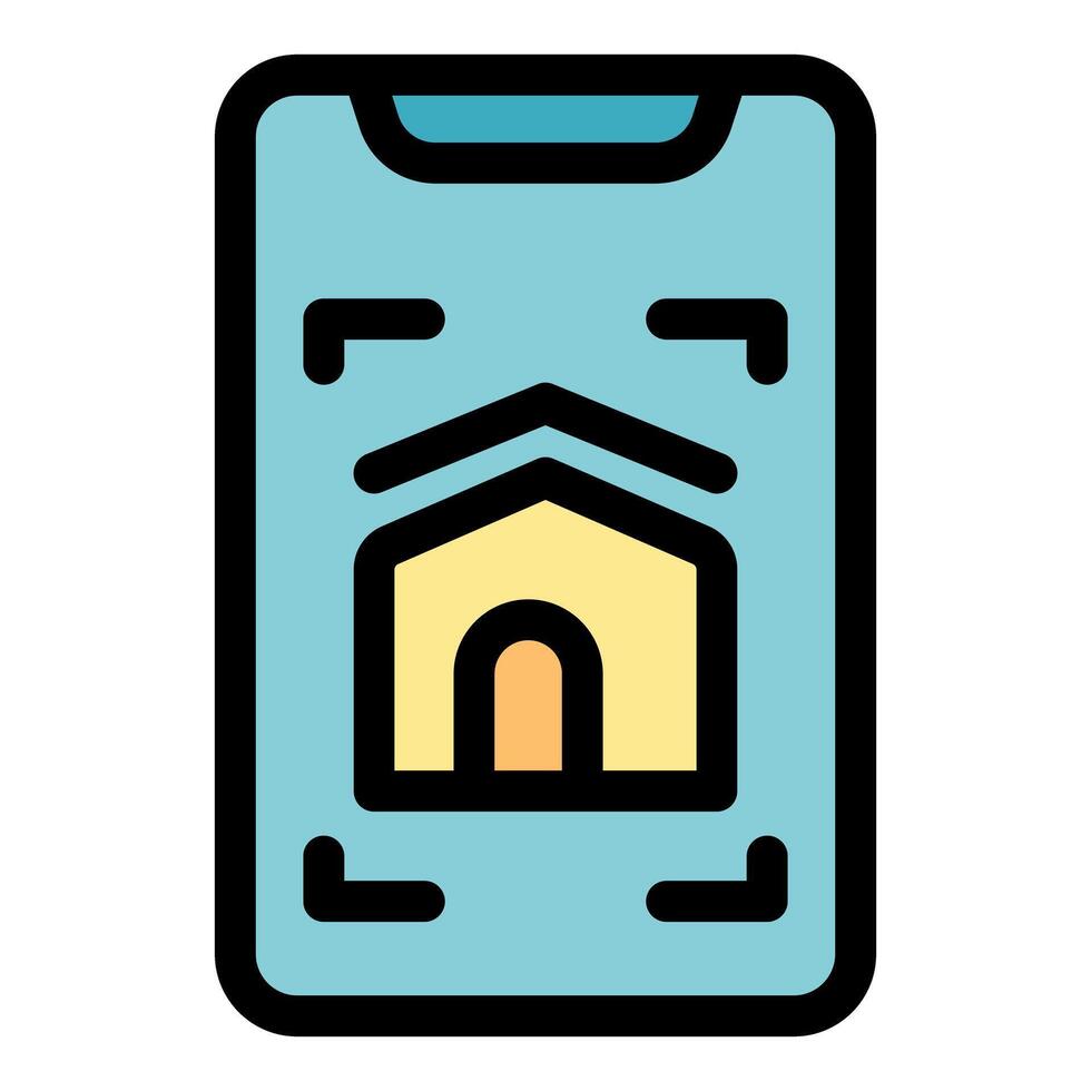 Smartphone showing augmented reality of house, real estate app concept vector
