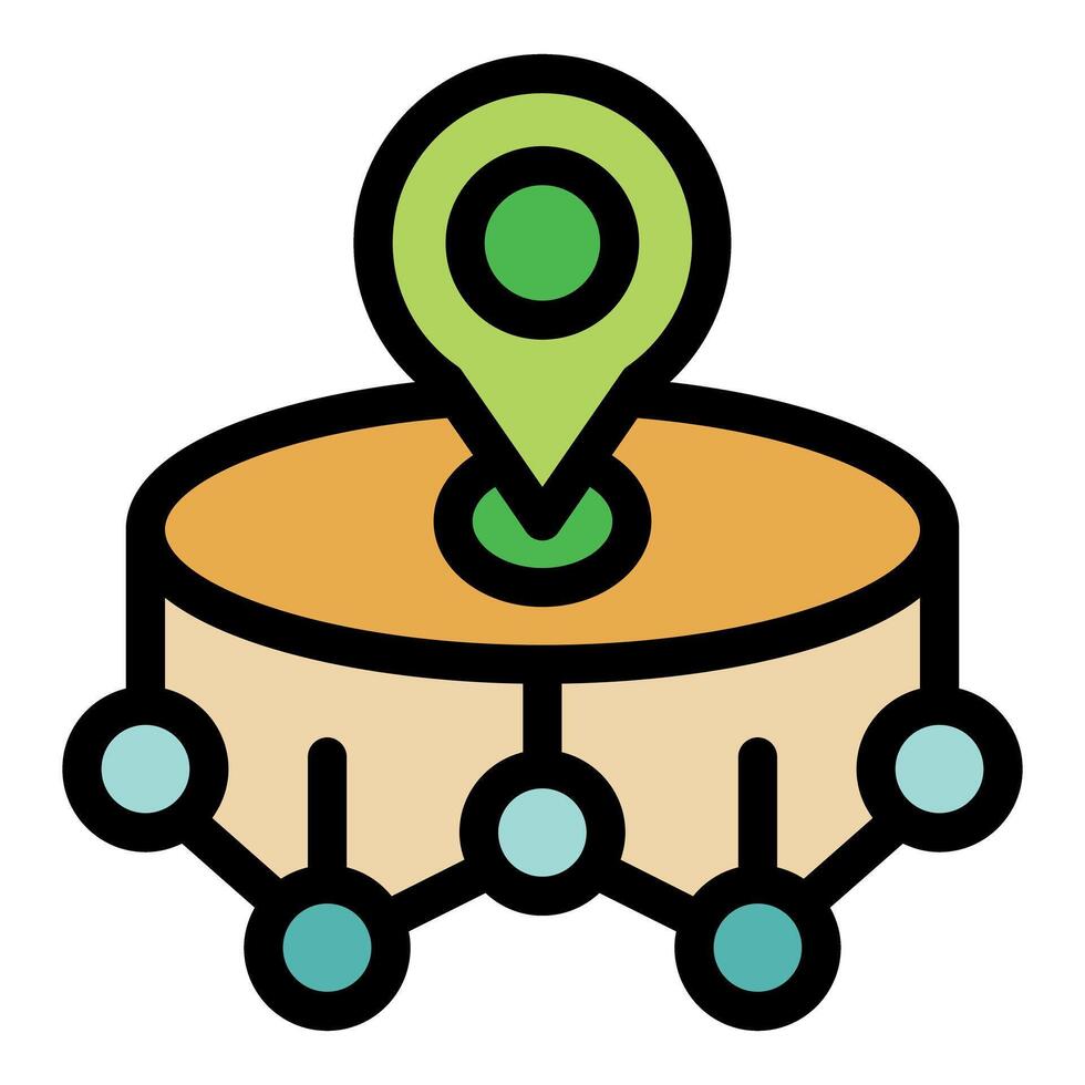 Location pin connecting global network on round platform vector