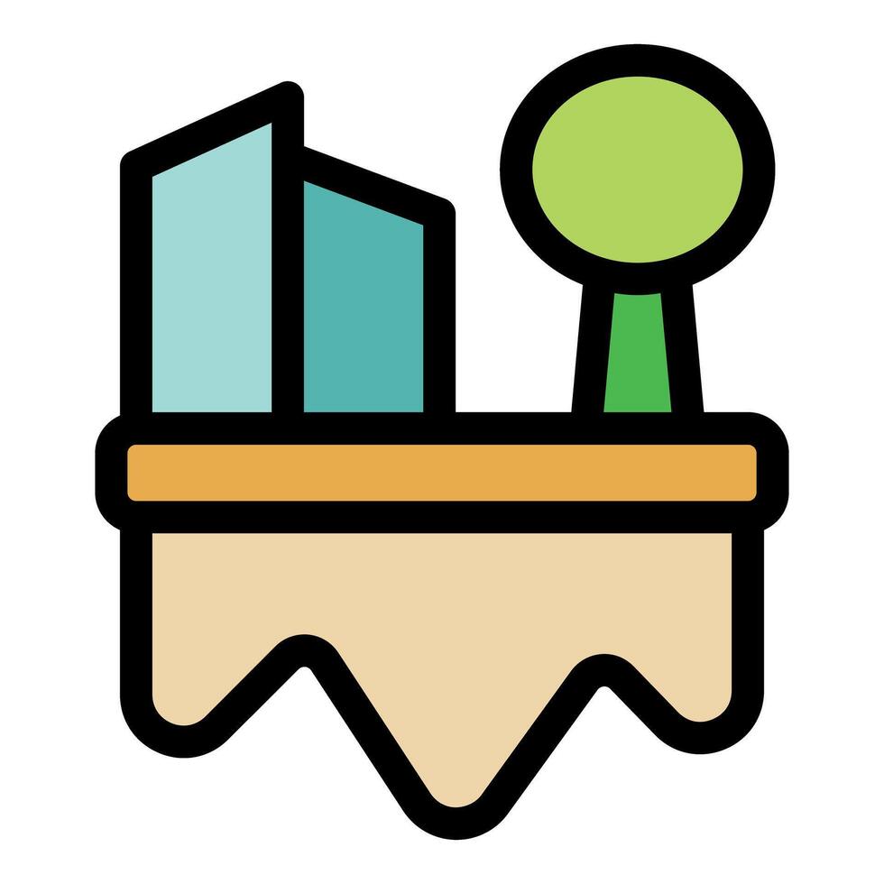 Melting permafrost endangering buildings and trees icon vector