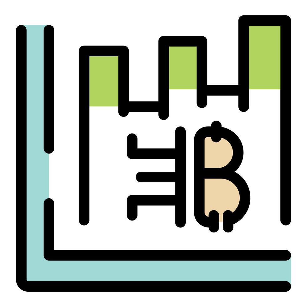 Bitcoin cryptocurrency growing on stock market chart icon vector