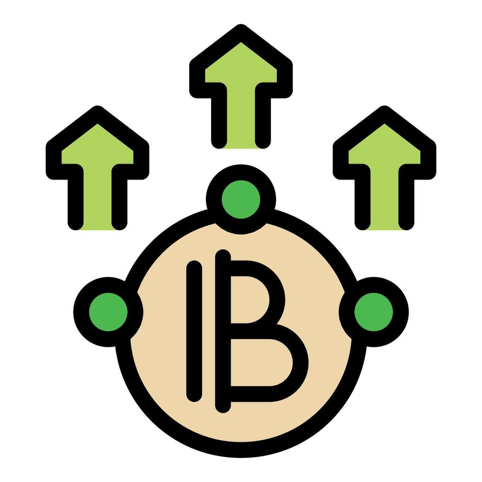 Thai baht coin increasing value with upward arrows vector