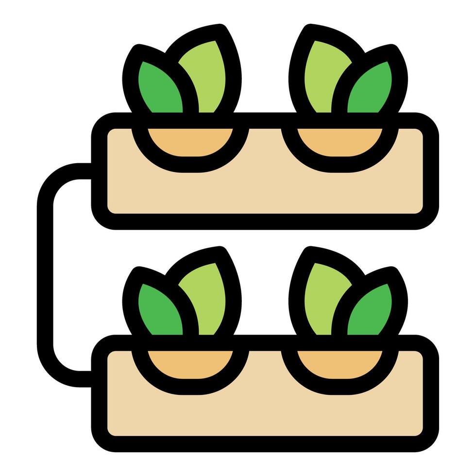Vertical farming system growing green plants with irrigation system vector