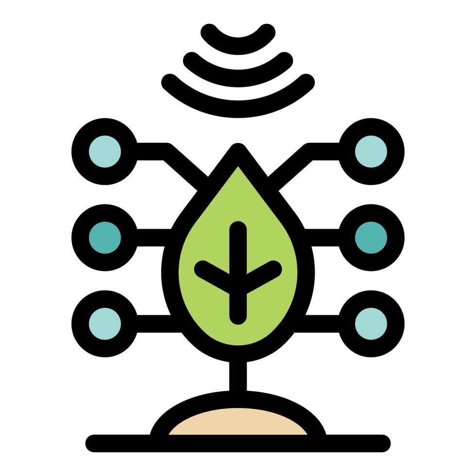 Smart farming technology connecting data points for efficient agriculture management vector