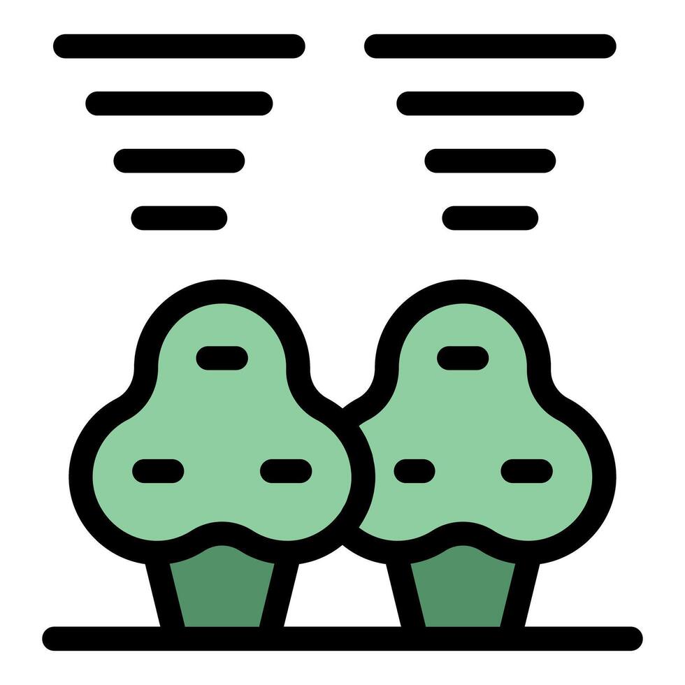 Tornado approaching green forest minimalist icon vector