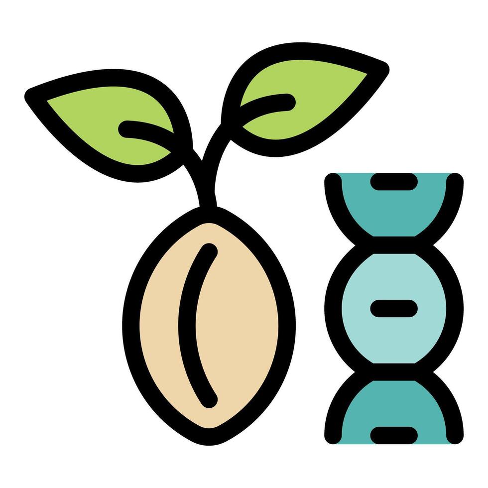 Seed growing with dna structure, genetically modified organism concept vector