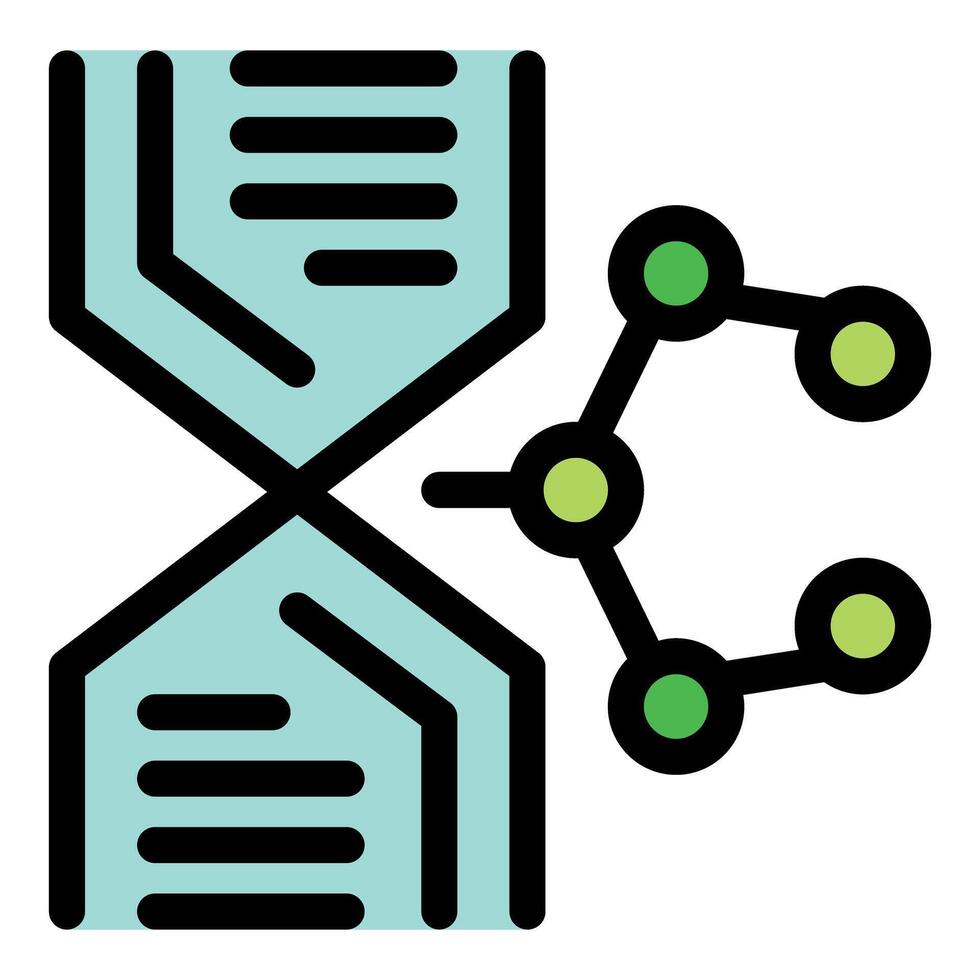 Dna structure connecting with molecule, genetics and biotechnology research icon vector