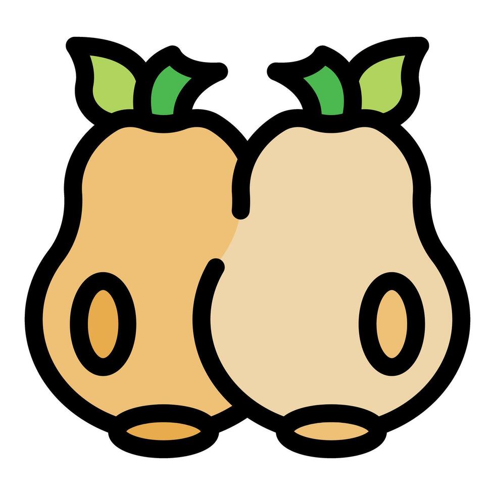 Two ripe pears with green leaves showing wholesomeness and freshness vector