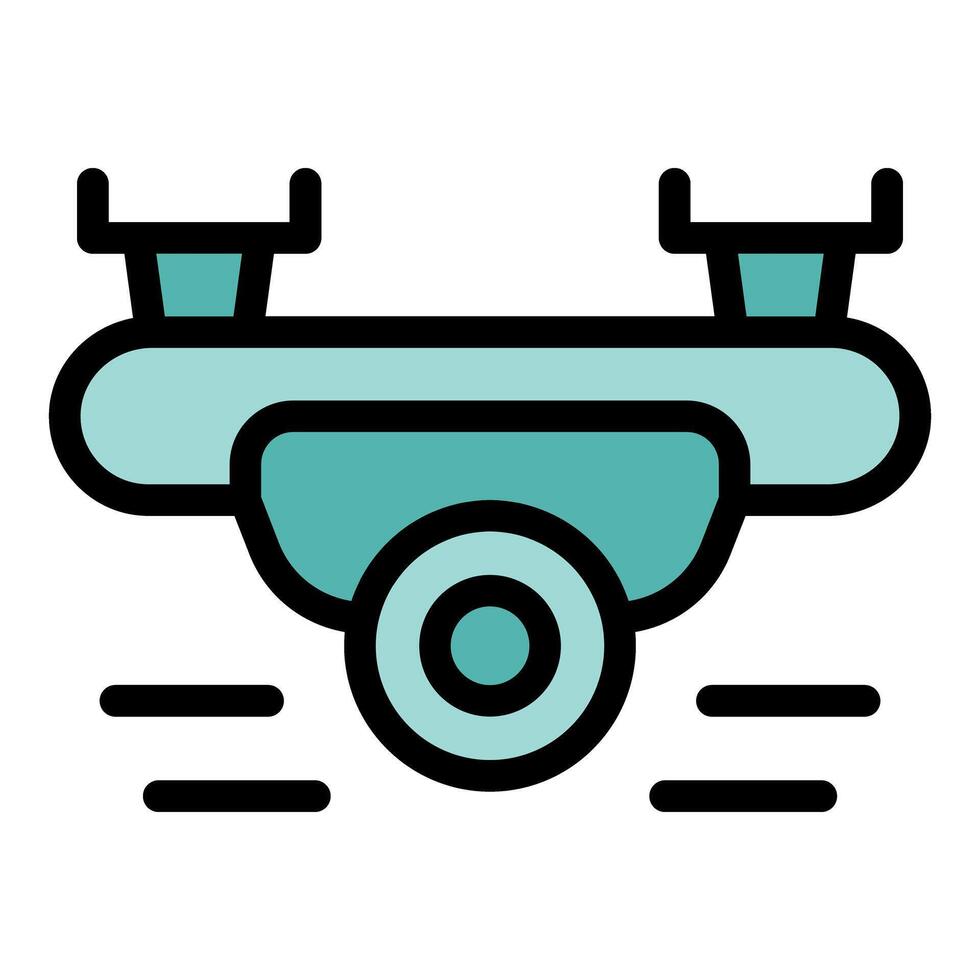 Drone flying and recording with camera, modern technology for surveillance and filming vector