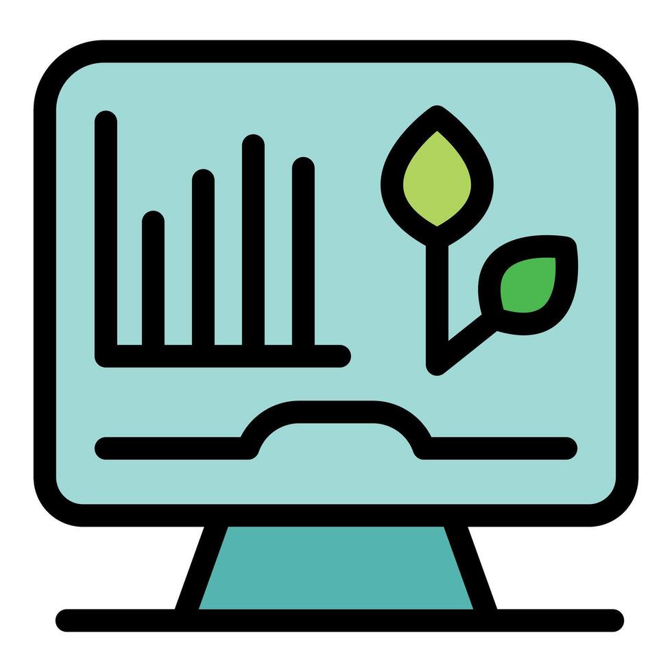 Eco business graph growing on computer screen displaying sustainable growth vector