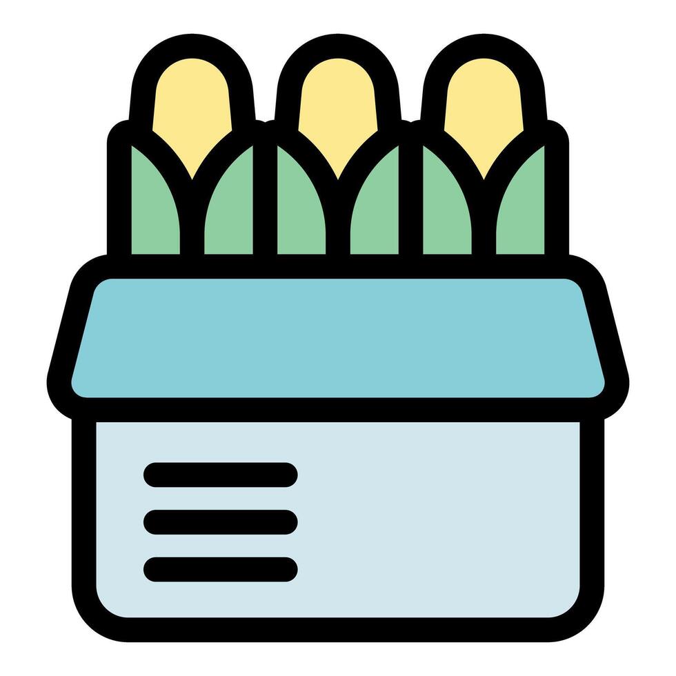 Corn stored in a cardboard box for transportation and storage vector