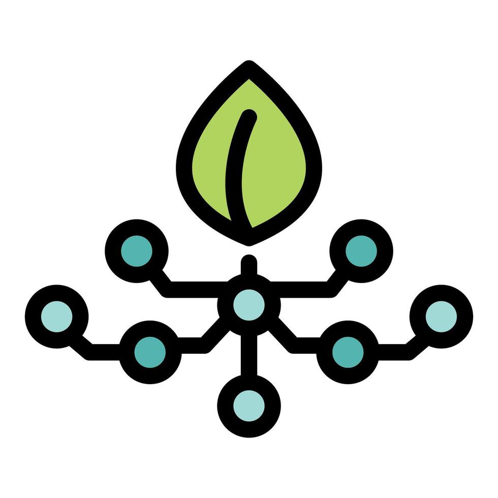 Green leaf growing from digital network representing eco friendly technology vector