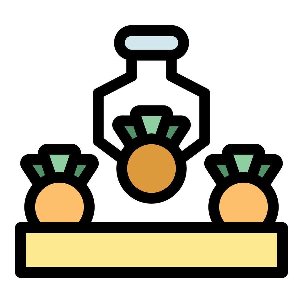 Robotic arm lifting pineapple fruit on automated production line vector