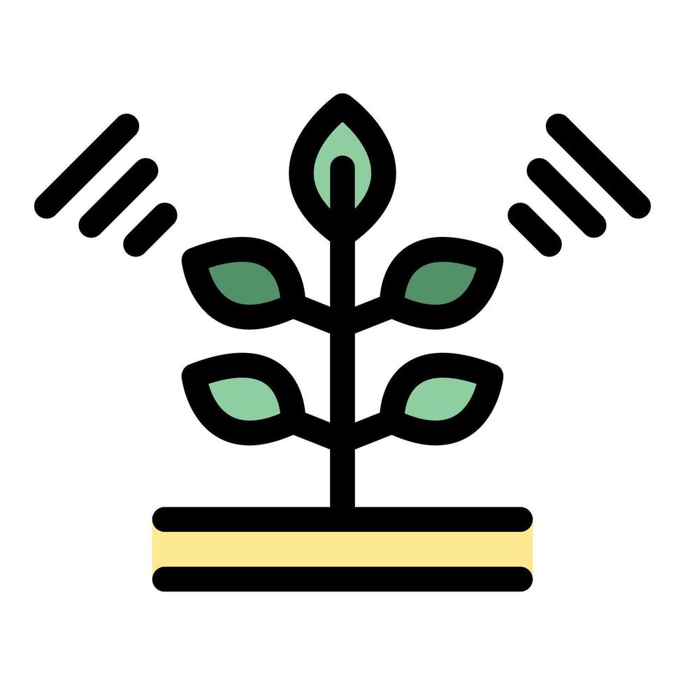 Growing plant with light exposure representing smart farming technology vector