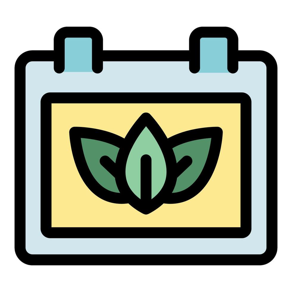 Calendar showing green leaves symbolizing ecology and nature vector