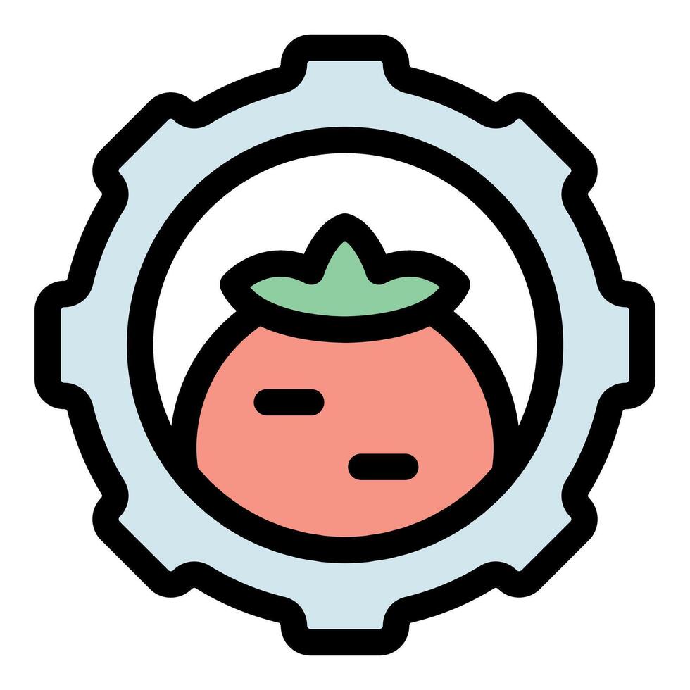 Gear encompassing tomato symbolizing food processing automation vector
