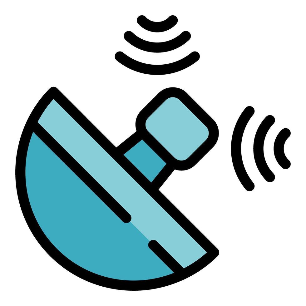 Satellite dish receiving and transmitting radio waves vector