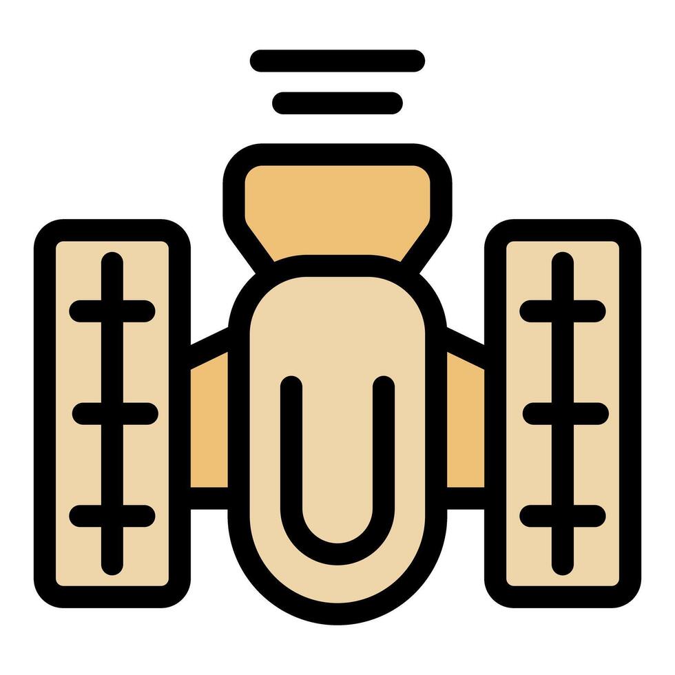 Top view of a tractor working in agriculture fields vector