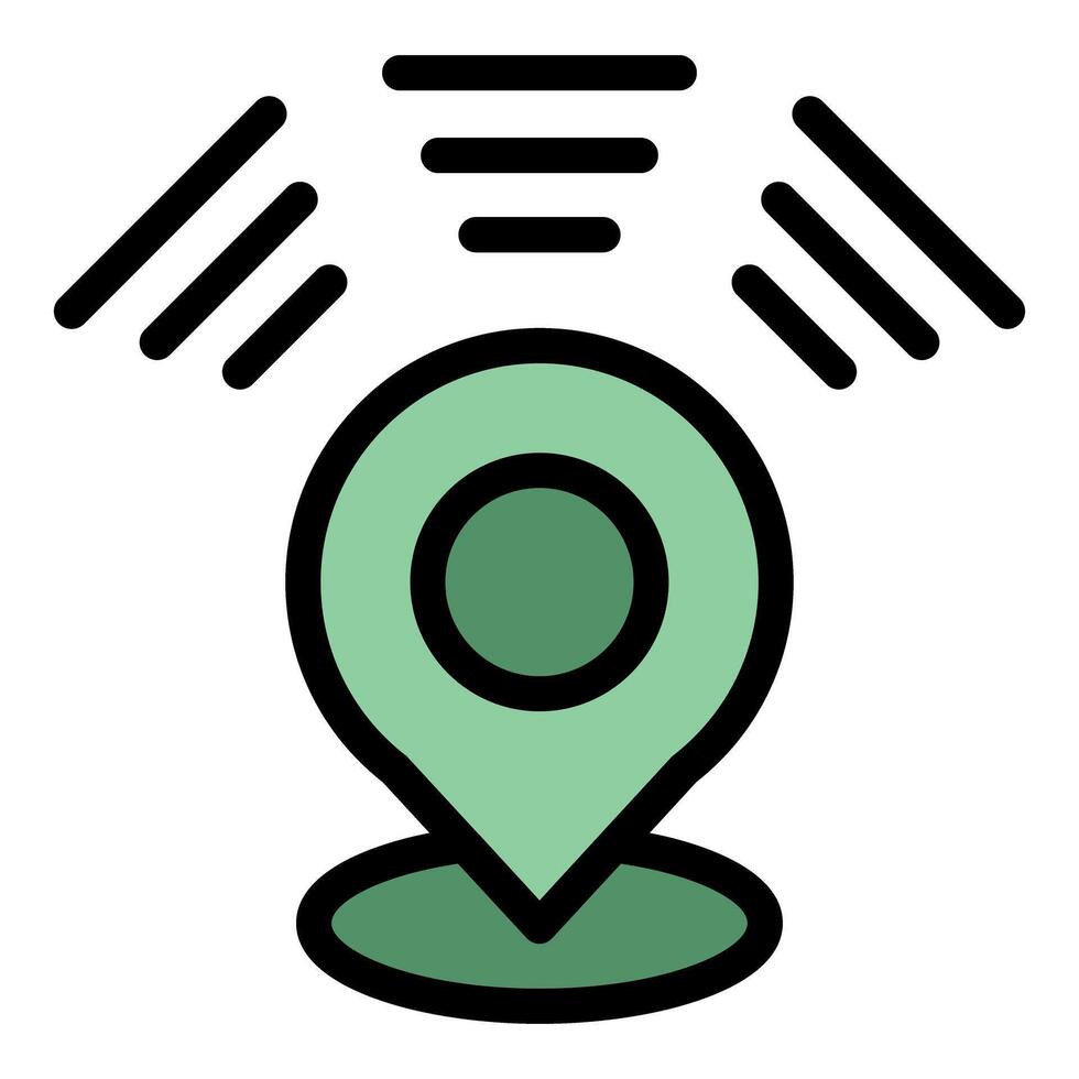 Location pin sending signals, wireless communication and positioning technology vector
