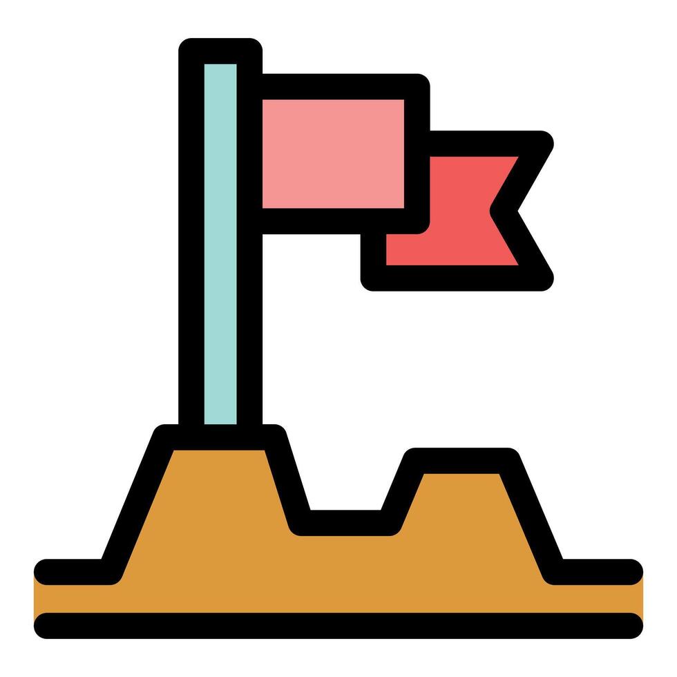 Flag waving on a hill representing achievement and success vector
