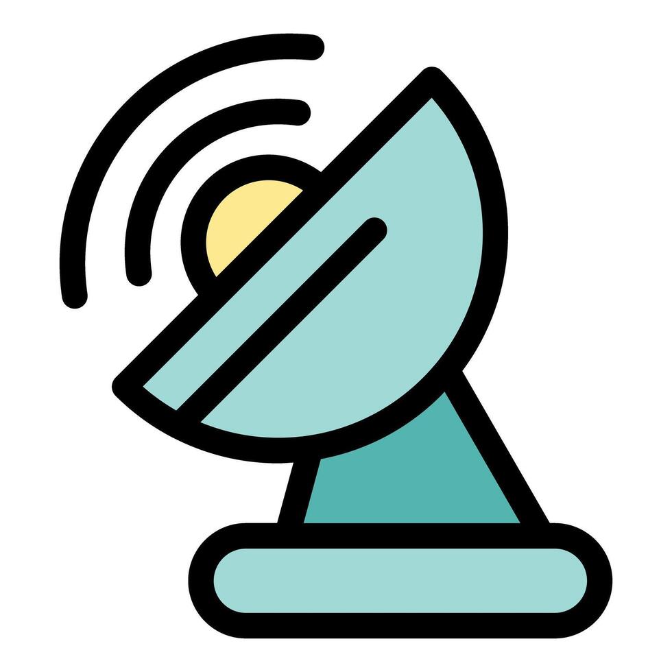 Satellite dish receiving signals, communication technology icon vector