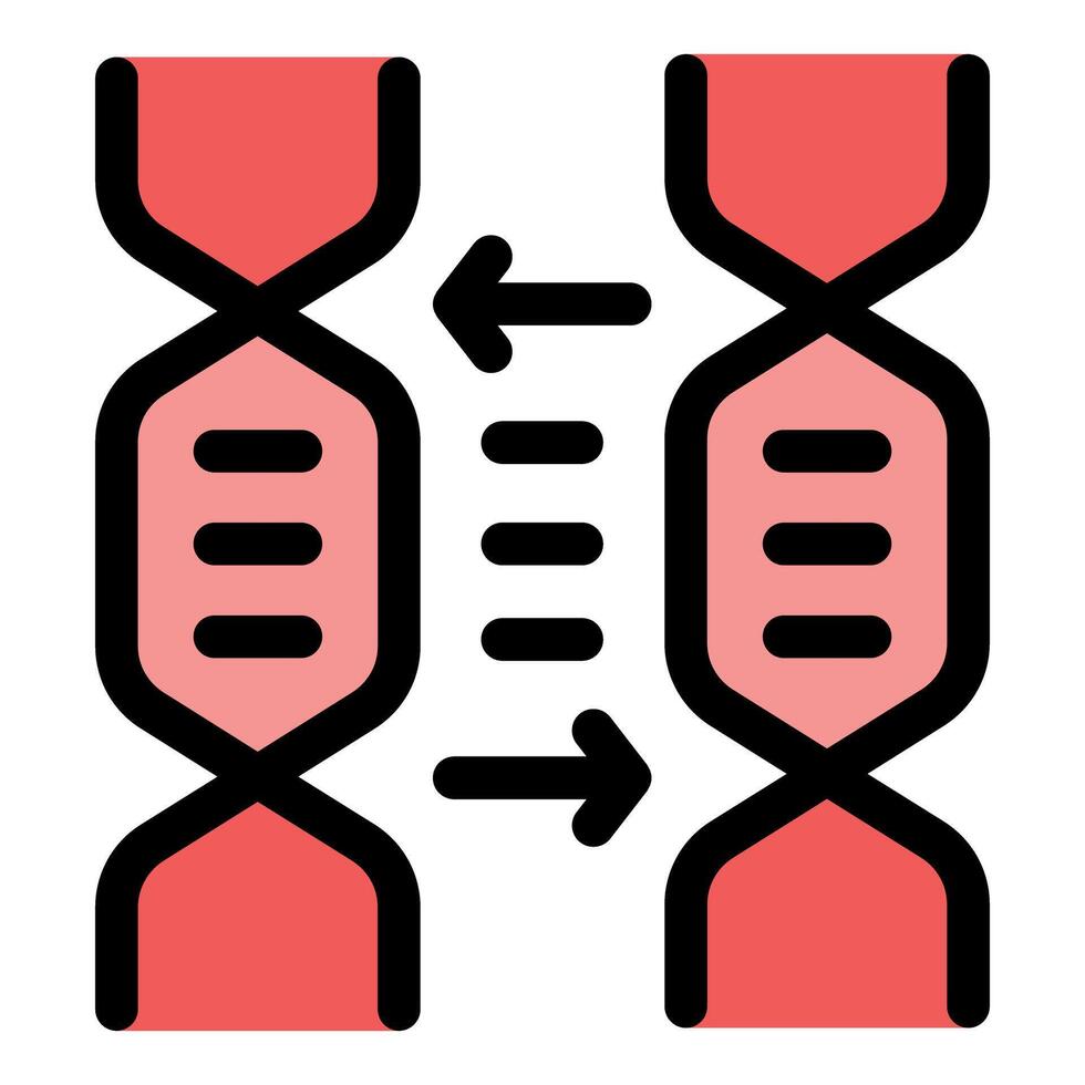 Dna replication process showing double helix structure exchanging information vector