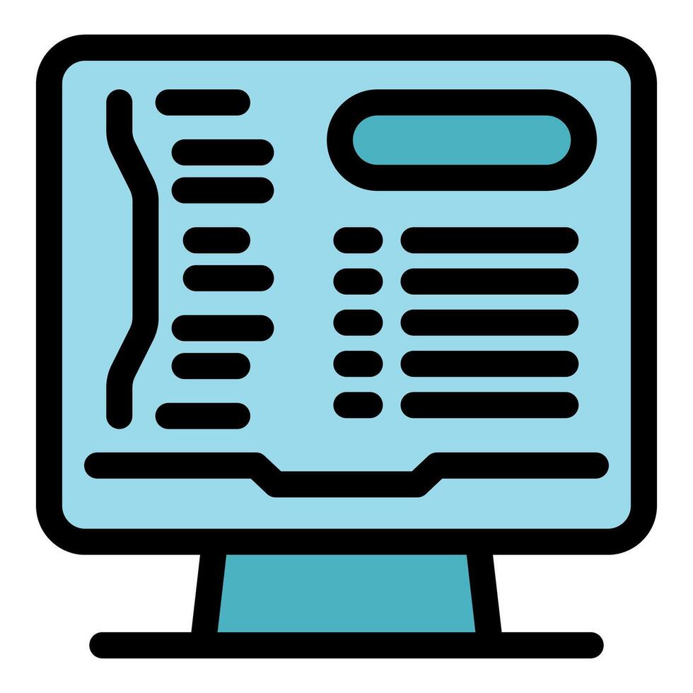 Computer monitor displaying futuristic software interface with code and data vector