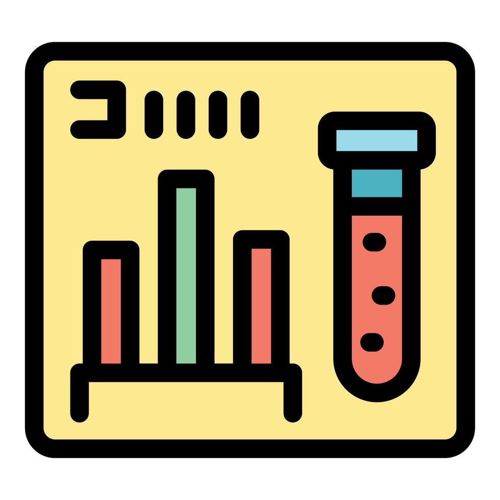Laboratory data analysis showing test tube and statistics chart vector