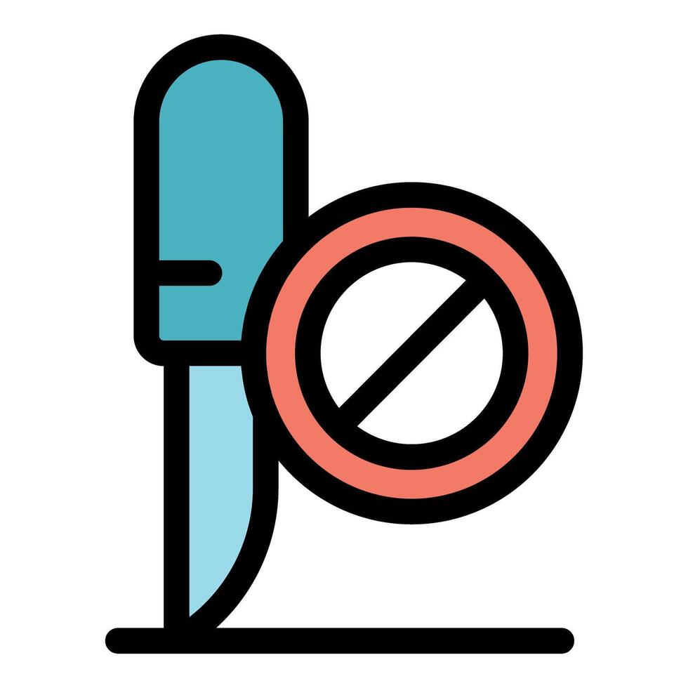 No pocket knife allowed sign over utility knife blade resting on surface vector