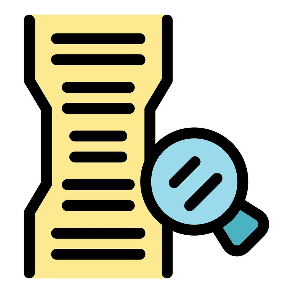 Magnifying glass exploring document lines representing data analysis and research vector