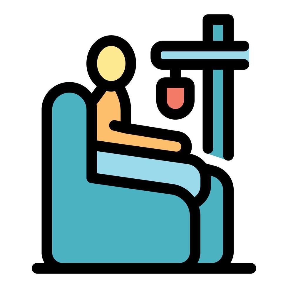 Patient receiving blood transfusion sitting on armchair in hospital vector