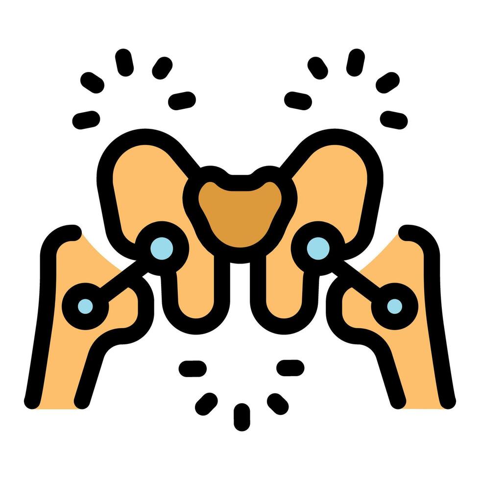 Pelvic pain showing sacrum and ilium bones experiencing discomfort vector