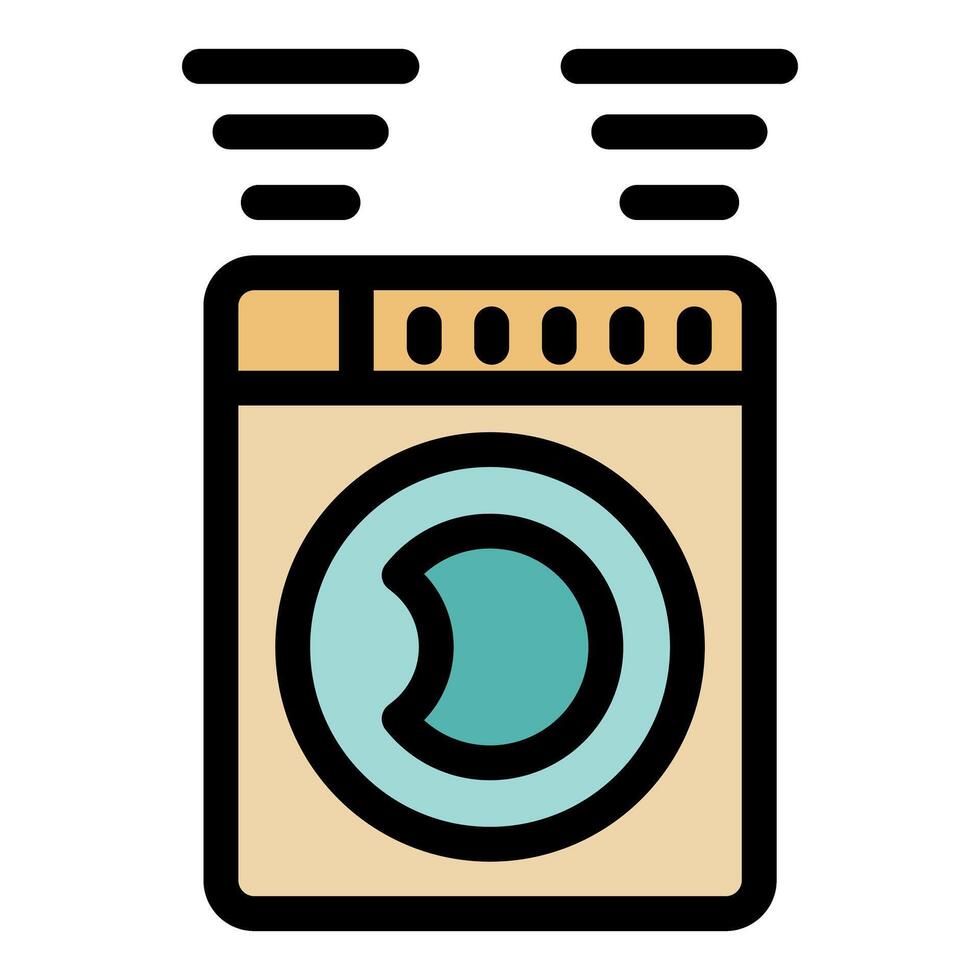 Washing machine drying clothes with steam coming out vector