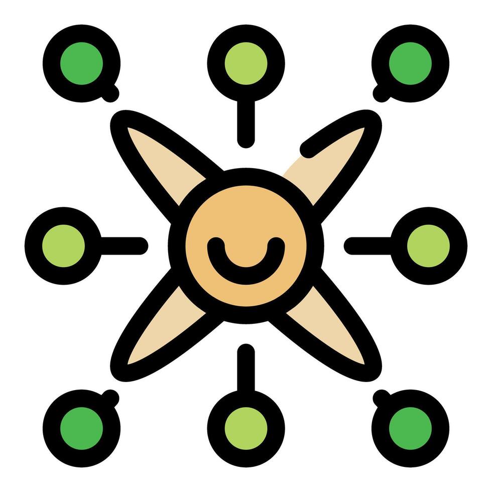Happy hub connecting to multiple nodes representing network and connectivity vector