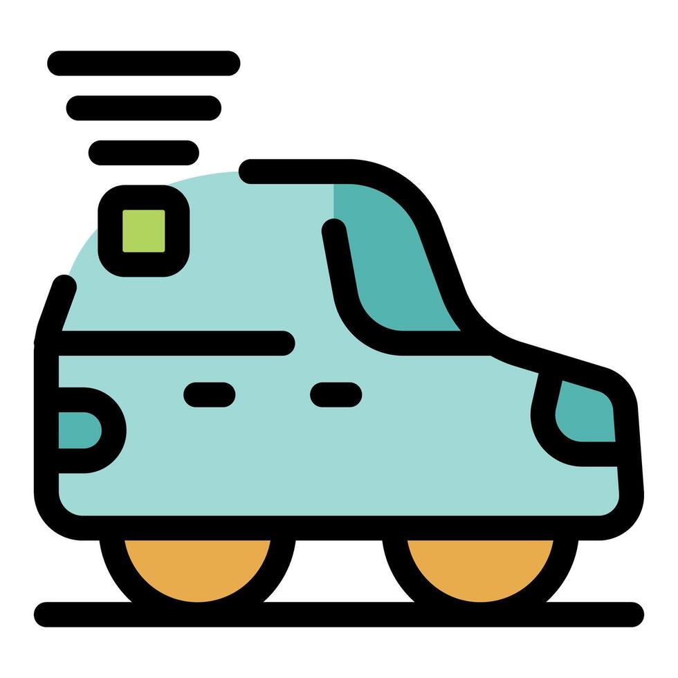 Autonomous self driving delivery van moving fast with rotating light vector