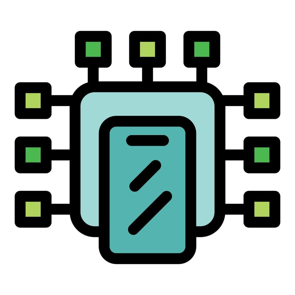 Mobile phone connecting to multiple devices using modern technology vector