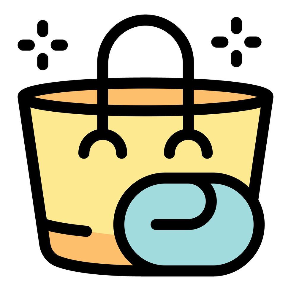 Shopping bag with towel inside for beach or spa day vector