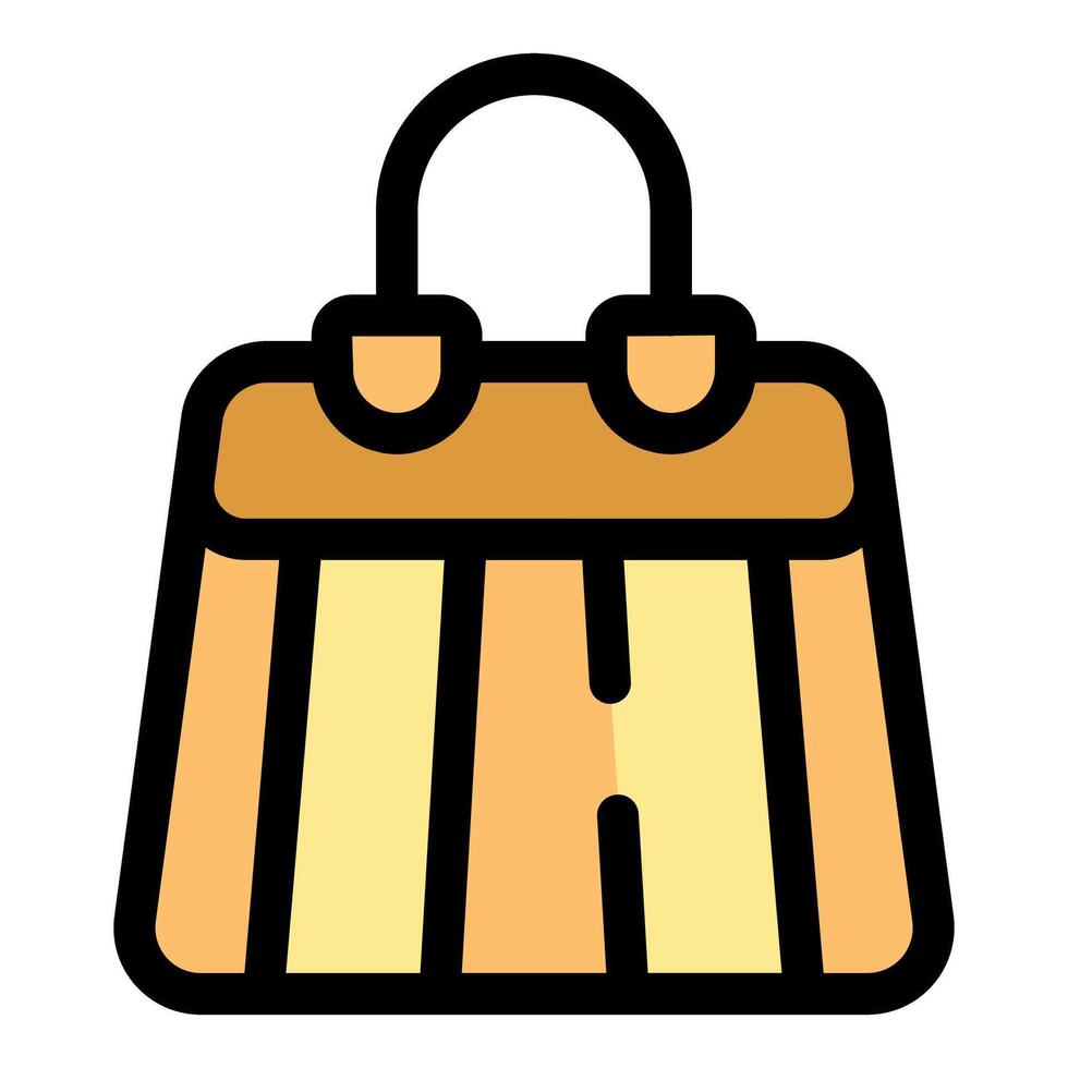 Elegant striped handbag with golden handle and clasps vector