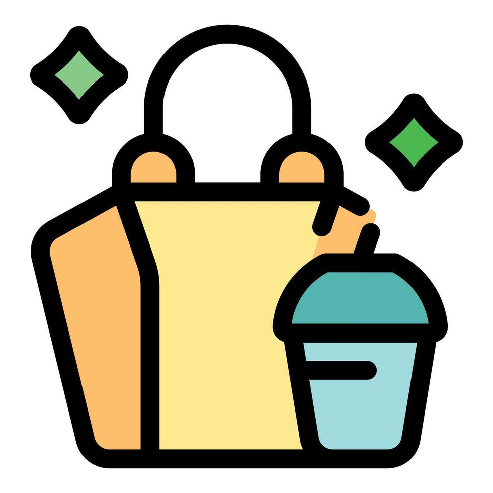 Shopping bag with take away drink representing consumerism and takeaway culture vector