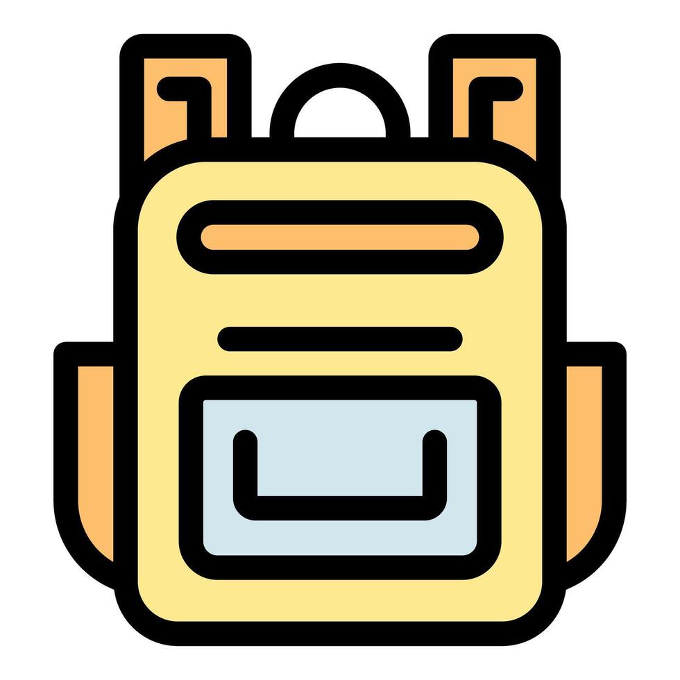 Yellow backpack with adjustable straps and front pocket is ready for adventure vector