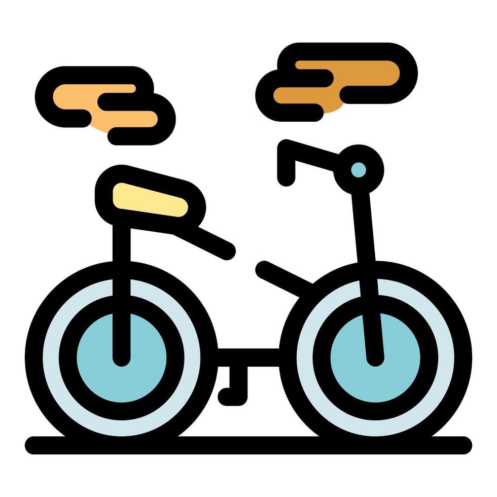 Small bicycle parked under moving clouds, enjoying outdoor activities vector