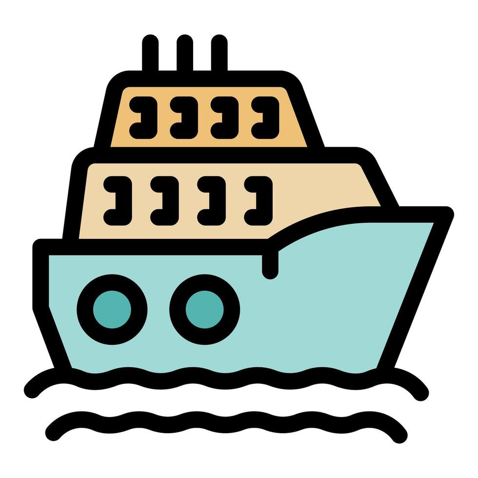 Ferry boat sailing on water with windows and chimneys vector