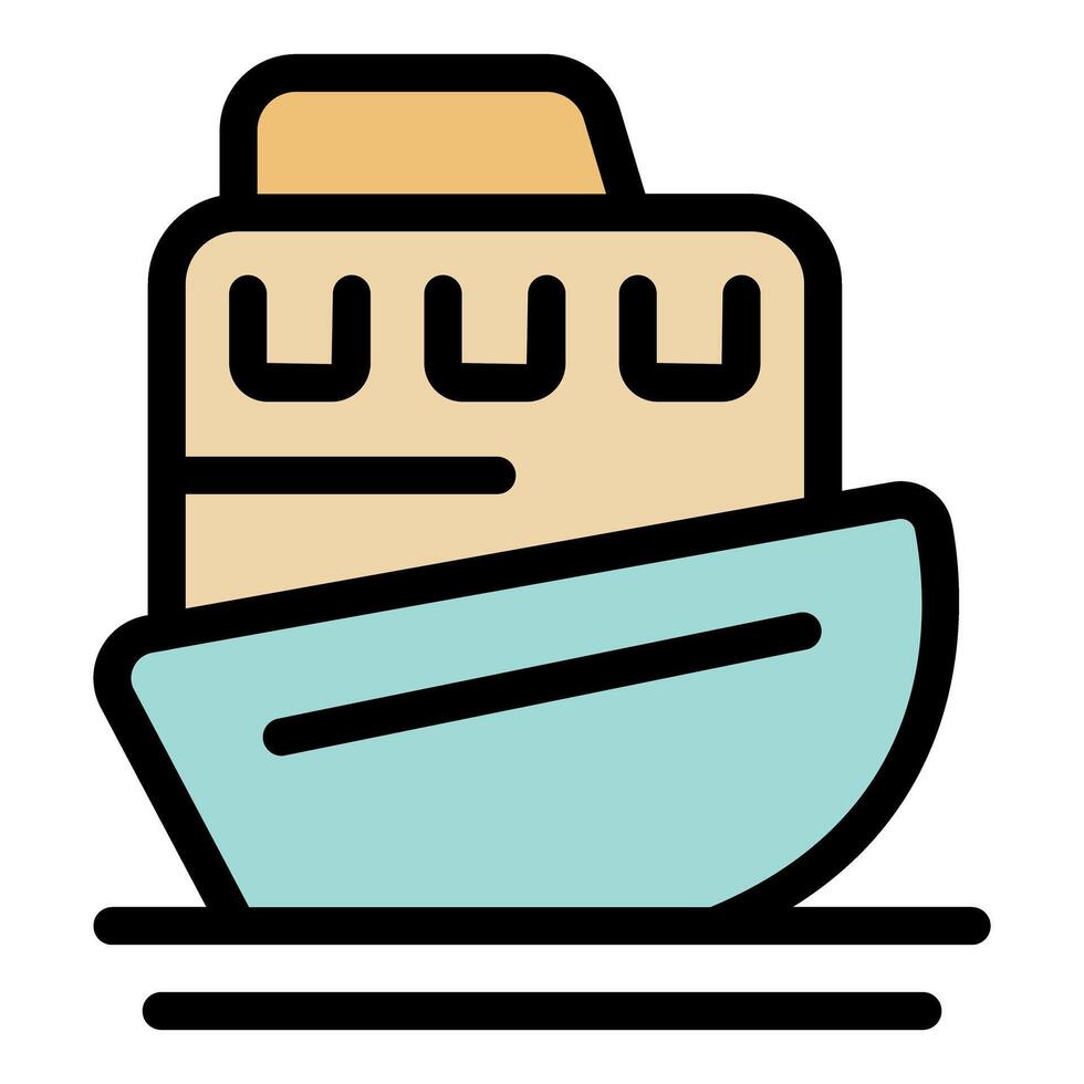 Passenger ferry boat sailing on water with windows and bridge vector