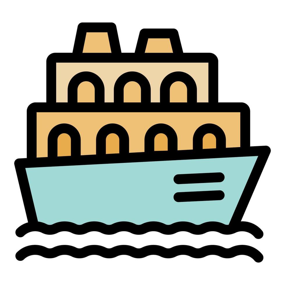 Cruise ship sailing on calm water with clear sky vector