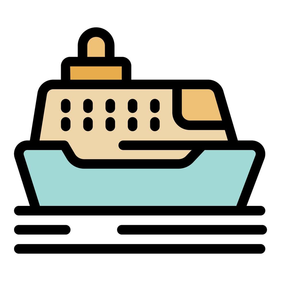 Passenger ferry boat sailing on water with cabin and navigation system vector